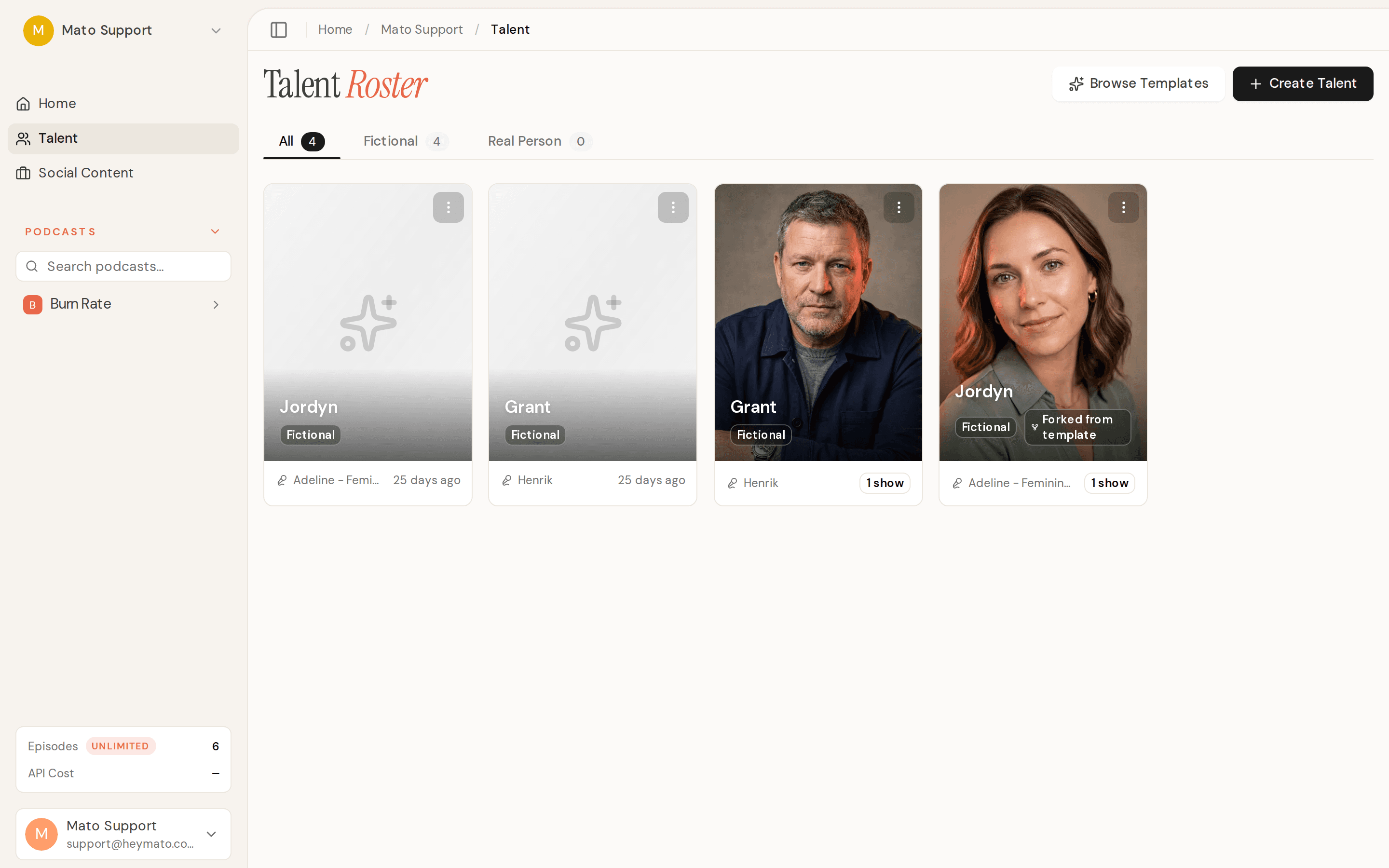 Talent management page