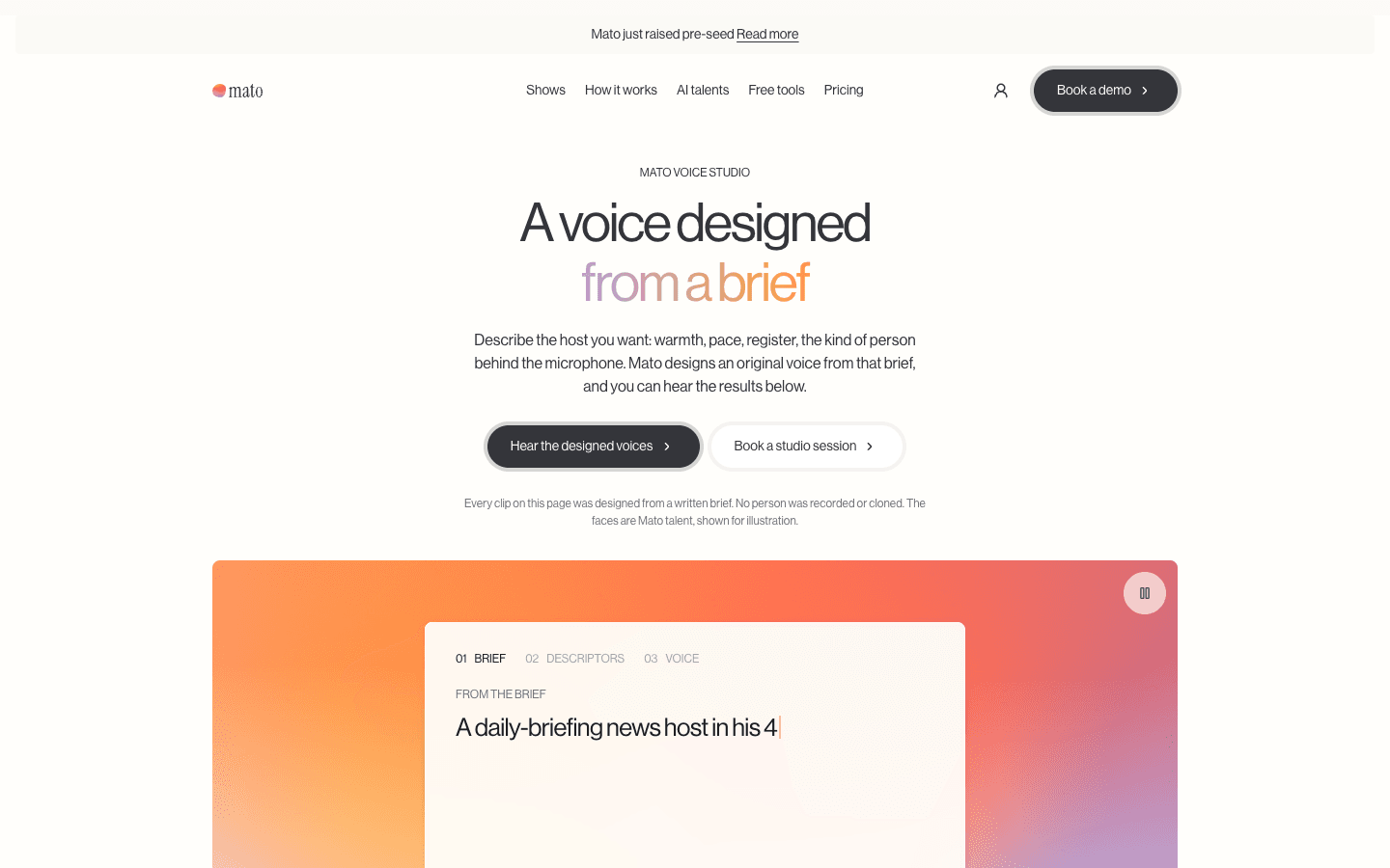 The public Mato Voice Studio brief builder