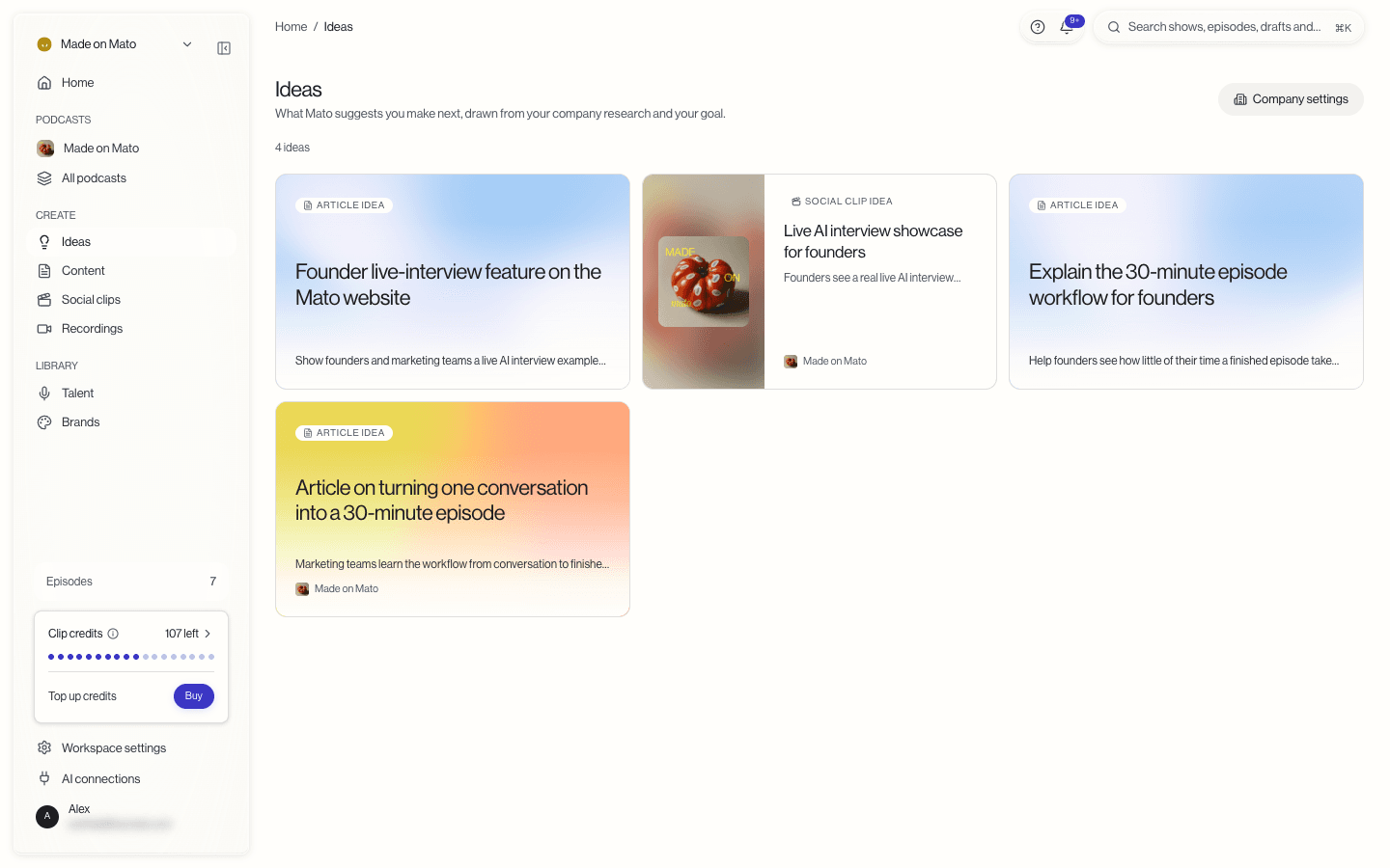 The Ideas page