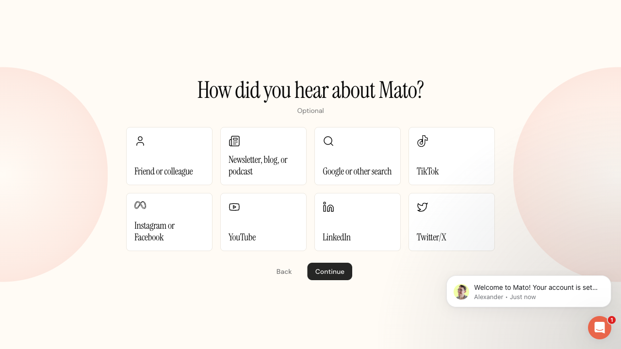 Attribution screen