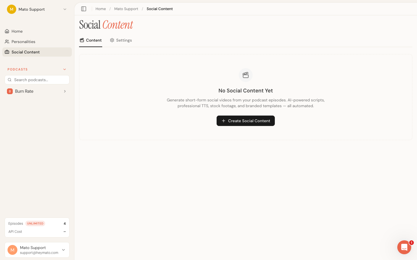 Social Content hub with batch list